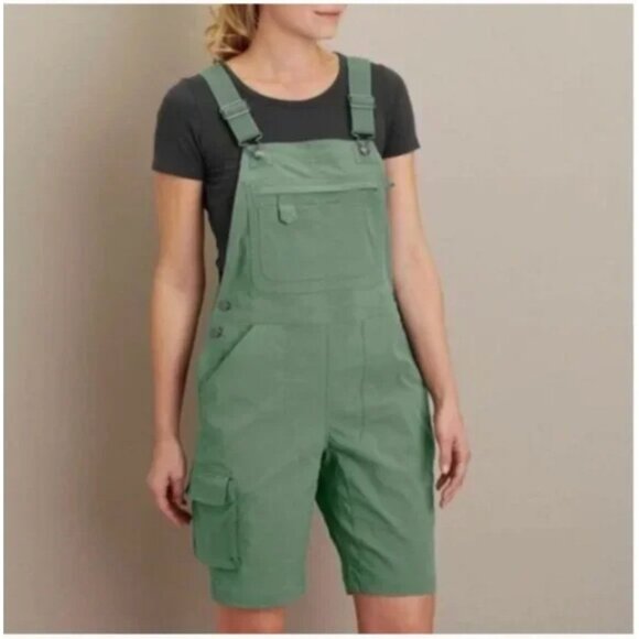 Duluth Trading Co Bib Overalls Womens 2XL Green Ripstop Cargo Utility Workwear - Picture 1 of 4
